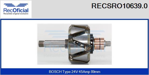 RECOFICIAL RECSRO10639.0 - Ротор, генератор vvparts.bg