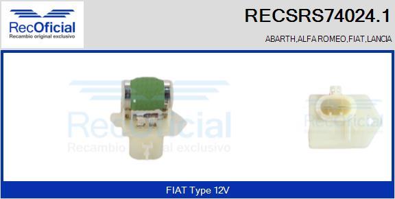 RECOFICIAL RECSRS74024.1 - Резистор, електромотор-вентилатор охлаждане vvparts.bg