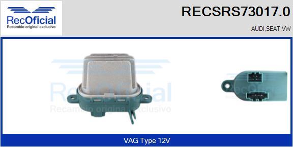 RECOFICIAL RECSRS73017.0 - Съпротивление, вентилатор за вътрешно пространство vvparts.bg