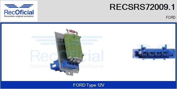 RECOFICIAL RECSRS72009.1 - Съпротивление, вентилатор за вътрешно пространство vvparts.bg