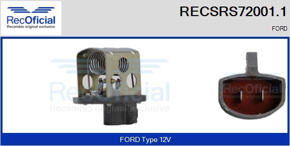RECOFICIAL RECSRS72001.1 - Резистор, електромотор-вентилатор охлаждане vvparts.bg