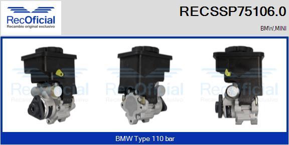 RECOFICIAL RECSSP75106.0 - Хидравлична помпа, кормилно управление vvparts.bg