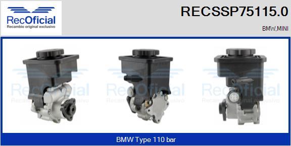 RECOFICIAL RECSSP75115.0 - Хидравлична помпа, кормилно управление vvparts.bg