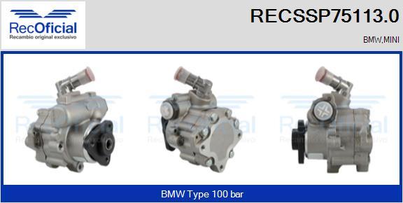 RECOFICIAL RECSSP75113.0 - Хидравлична помпа, кормилно управление vvparts.bg