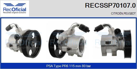 RECOFICIAL RECSSP70107.0 - Хидравлична помпа, кормилно управление vvparts.bg