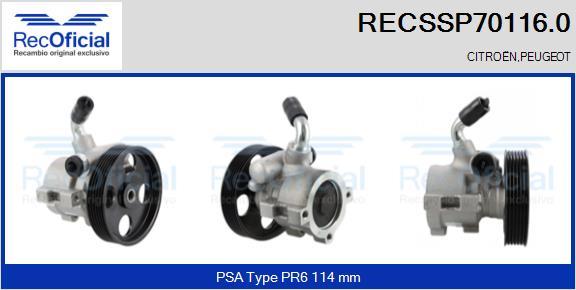 RECOFICIAL RECSSP70116.0 - Хидравлична помпа, кормилно управление vvparts.bg