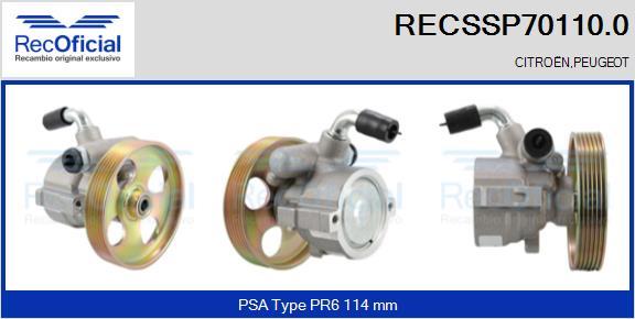 RECOFICIAL RECSSP70110.0 - Хидравлична помпа, кормилно управление vvparts.bg