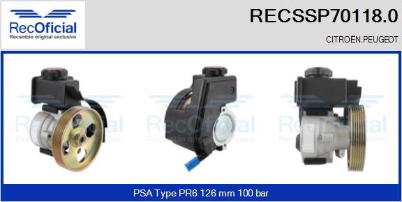 RECOFICIAL RECSSP70118.0 - Хидравлична помпа, кормилно управление vvparts.bg