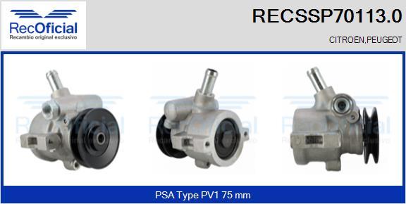 RECOFICIAL RECSSP70113.0 - Хидравлична помпа, кормилно управление vvparts.bg