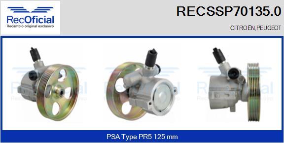 RECOFICIAL RECSSP70135.0 - Хидравлична помпа, кормилно управление vvparts.bg