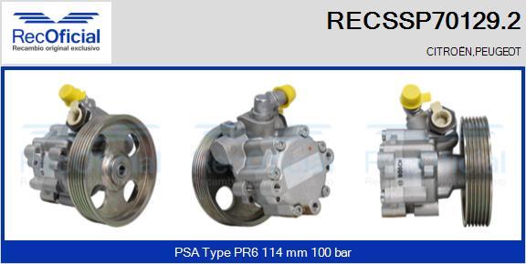 RECOFICIAL RECSSP70129.2 - Хидравлична помпа, кормилно управление vvparts.bg