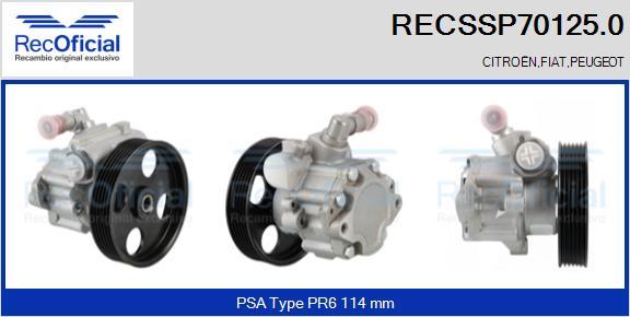 RECOFICIAL RECSSP70125.0 - Хидравлична помпа, кормилно управление vvparts.bg