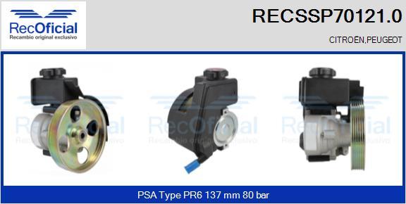 RECOFICIAL RECSSP70121.0 - Хидравлична помпа, кормилно управление vvparts.bg