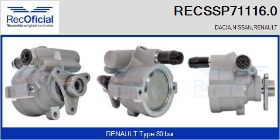 RECOFICIAL RECSSP71116.0 - Хидравлична помпа, кормилно управление vvparts.bg