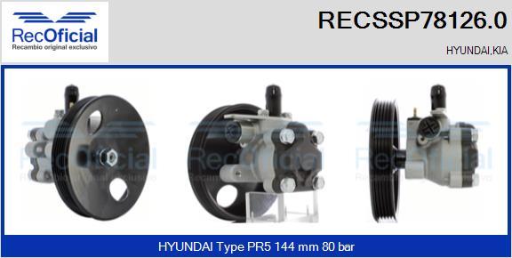 RECOFICIAL RECSSP78126.0 - Хидравлична помпа, кормилно управление vvparts.bg