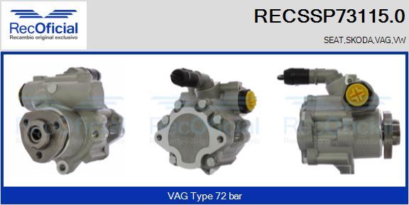 RECOFICIAL RECSSP73115.0 - Хидравлична помпа, кормилно управление vvparts.bg