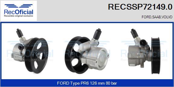 RECOFICIAL RECSSP72149.0 - Хидравлична помпа, кормилно управление vvparts.bg