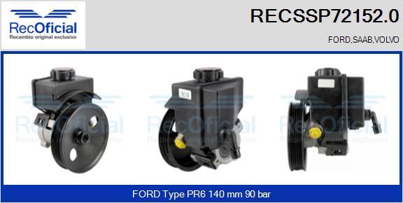 RECOFICIAL RECSSP72152.0 - Хидравлична помпа, кормилно управление vvparts.bg