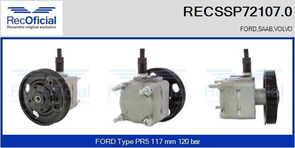 RECOFICIAL RECSSP72107.0 - Хидравлична помпа, кормилно управление vvparts.bg