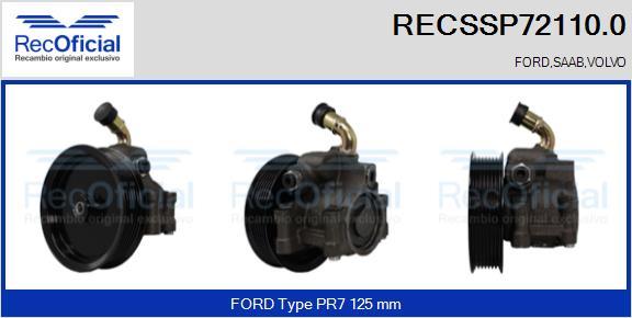 RECOFICIAL RECSSP72110.0 - Хидравлична помпа, кормилно управление vvparts.bg