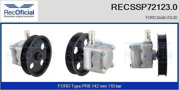 RECOFICIAL RECSSP72123.0 - Хидравлична помпа, кормилно управление vvparts.bg