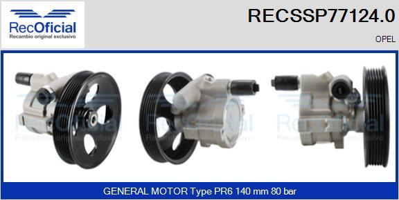 RECOFICIAL RECSSP77124.0 - Хидравлична помпа, кормилно управление vvparts.bg