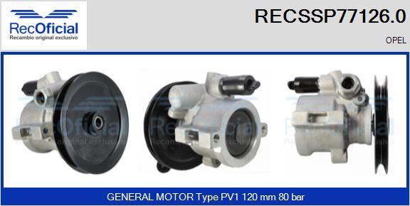 RECOFICIAL RECSSP77126.0 - Хидравлична помпа, кормилно управление vvparts.bg