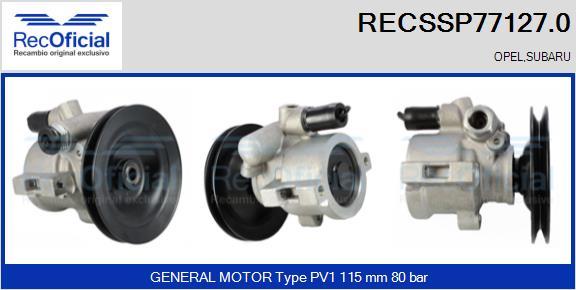 RECOFICIAL RECSSP77127.0 - Хидравлична помпа, кормилно управление vvparts.bg