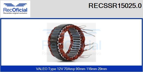 RECOFICIAL RECSSR15025.0 - Статор, генератор vvparts.bg