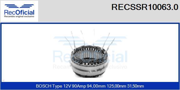RECOFICIAL RECSSR10063.0 - Статор, генератор vvparts.bg