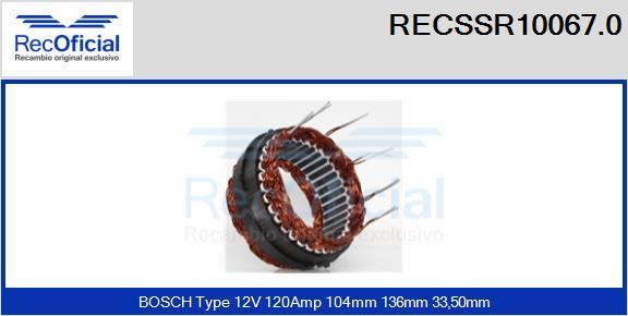 RECOFICIAL RECSSR10067.0 - Статор, генератор vvparts.bg