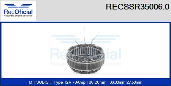 RECOFICIAL RECSSR35006.0 - Статор, генератор vvparts.bg