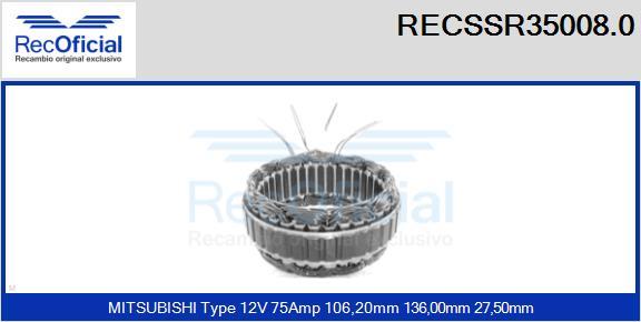 RECOFICIAL RECSSR35008.0 - Статор, генератор vvparts.bg