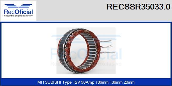 RECOFICIAL RECSSR35033.0 - Статор, генератор vvparts.bg