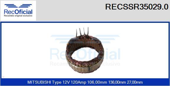 RECOFICIAL RECSSR35029.0 - Статор, генератор vvparts.bg