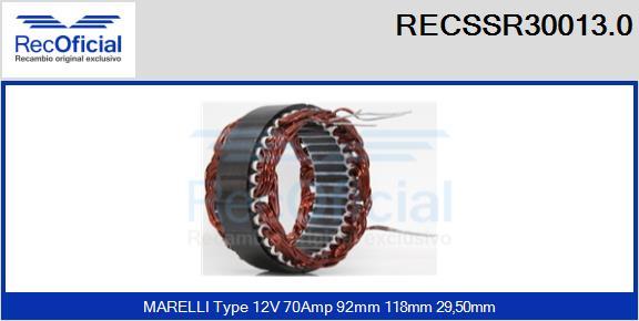 RECOFICIAL RECSSR30013.0 - Статор, генератор vvparts.bg