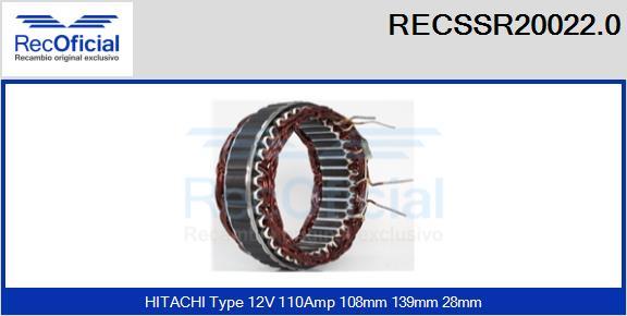 RECOFICIAL RECSSR20022.0 - Статор, генератор vvparts.bg