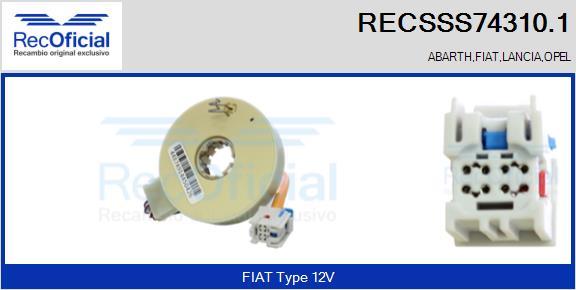 RECOFICIAL RECSSS74310.1 - Датчик за ъгъла на завиване vvparts.bg