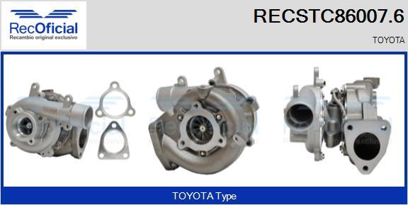 RECOFICIAL RECSTC86007.6 - Турбина, принудително пълнене с въздух vvparts.bg