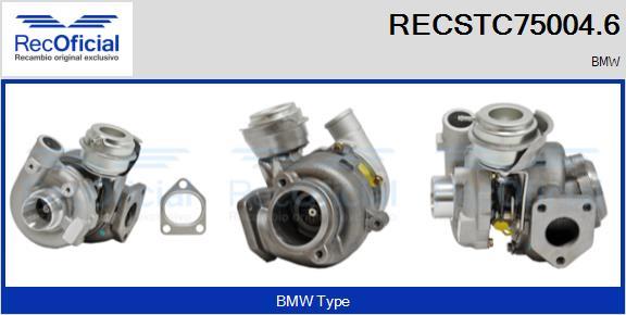 RECOFICIAL RECSTC75004.6 - Турбина, принудително пълнене с въздух vvparts.bg