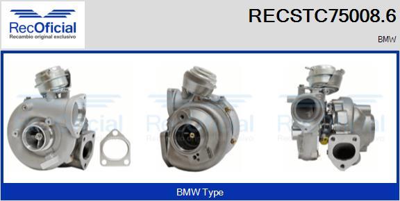 RECOFICIAL RECSTC75008.6 - Турбина, принудително пълнене с въздух vvparts.bg