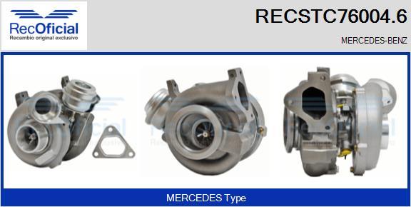 RECOFICIAL RECSTC76004.6 - Турбина, принудително пълнене с въздух vvparts.bg