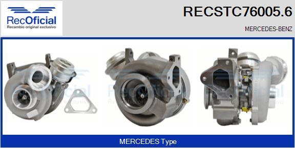 RECOFICIAL RECSTC76005.6 - Турбина, принудително пълнене с въздух vvparts.bg