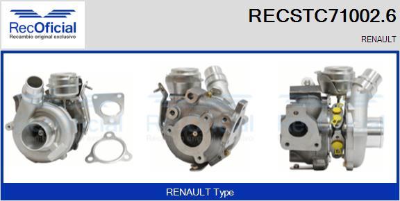 RECOFICIAL RECSTC71002.6 - Турбина, принудително пълнене с въздух vvparts.bg