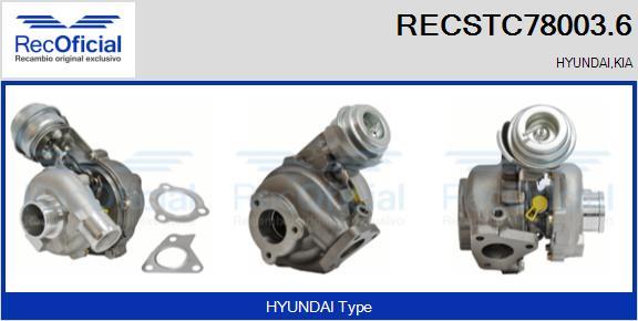 RECOFICIAL RECSTC78003.6 - Турбина, принудително пълнене с въздух vvparts.bg