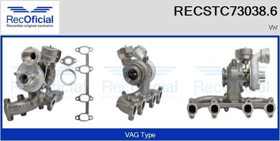 RECOFICIAL RECSTC73038.6 - Турбина, принудително пълнене с въздух vvparts.bg