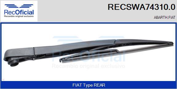 RECOFICIAL RECSWA74310.0 - Рамо на чистачка, почистване на стъклата vvparts.bg