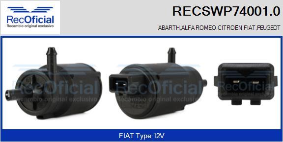 RECOFICIAL RECSWP74001.0 - Водна помпа за миещо устр., почистване на стъклата vvparts.bg