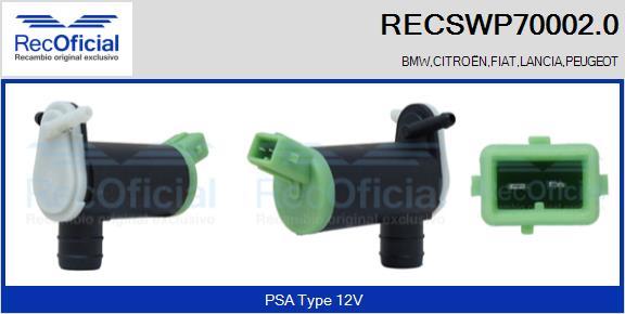 RECOFICIAL RECSWP70002.0 - Водна помпа за миещо устр., почистване на стъклата vvparts.bg