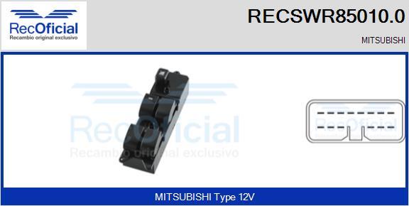 RECOFICIAL RECSWR85010.0 - Ключ(бутон), стъклоповдигане vvparts.bg